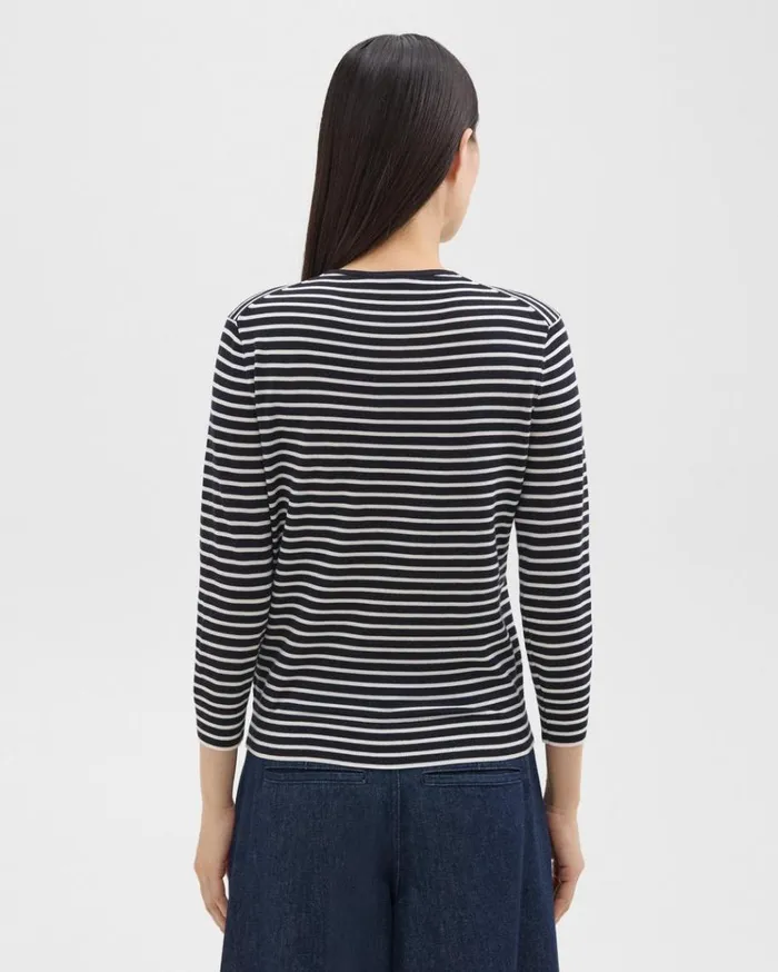 Theory Shrunken Crewneck Sweater In Merino Wool Navynew Ivory Women Sweaters Cardigans Theory Shrunken Crewneck Sweater In Merino Wool Navynew Ivory Women Sweaters Cardigans