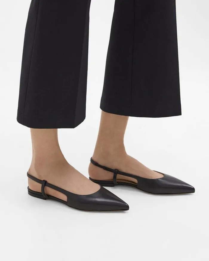 Theory Slingback Flat In Leather Black Women Shoes
