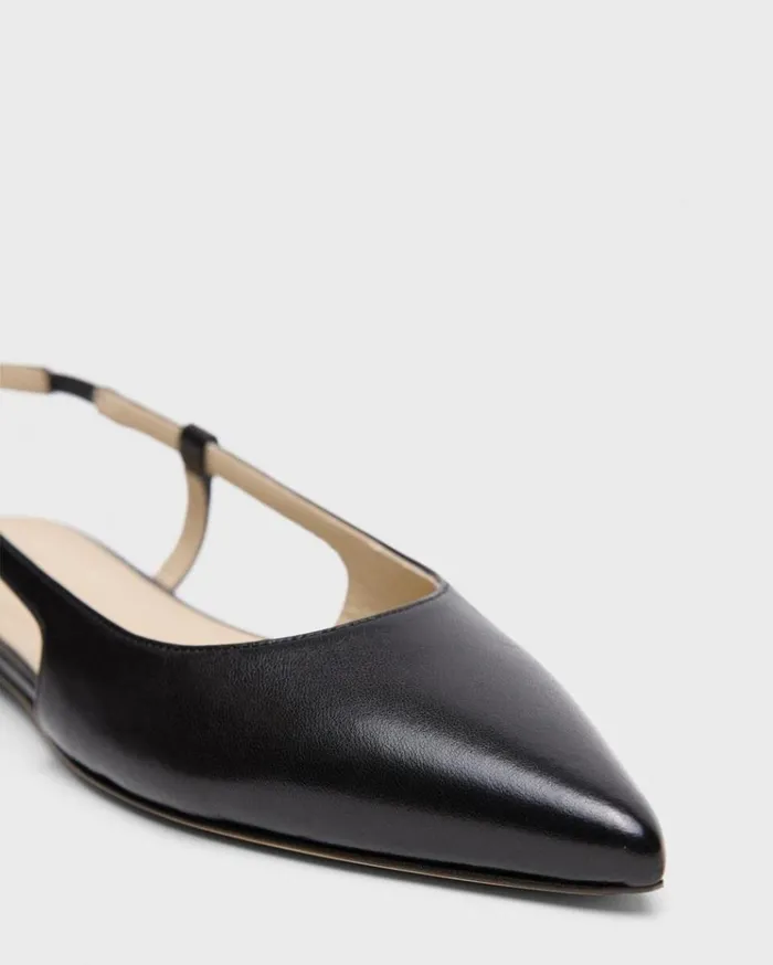 Theory Slingback Flat In Leather Black Women Shoes