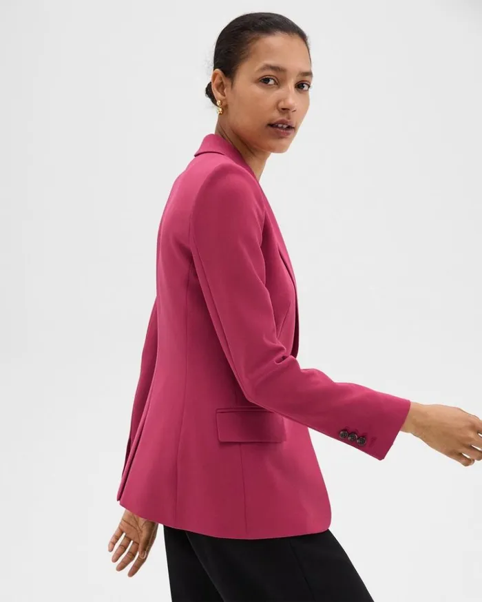 Theory Staple Blazer In Admiral Crepe Deep Rose Women Suits