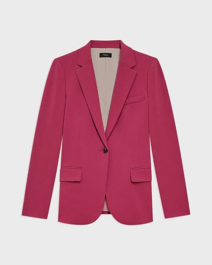Theory Staple Blazer In Admiral Crepe Deep Rose Women Suits