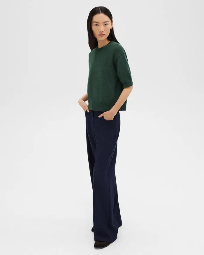 Theory StraightLeg 5Pocket Pant In Stretch Flannel Dark Navy Women Pants Theory StraightLeg 5Pocket Pant In Stretch Flannel Dark Navy Women Pants