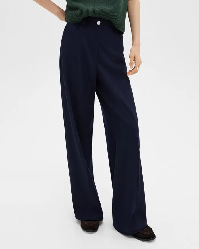 Theory StraightLeg 5Pocket Pant In Stretch Flannel Dark Navy Women Pants Theory StraightLeg 5Pocket Pant In Stretch Flannel Dark Navy Women Pants