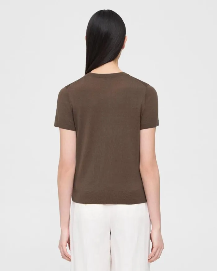 Theory Sweater Tee In Regal Wool Pecan Women TShirts Tank Tops