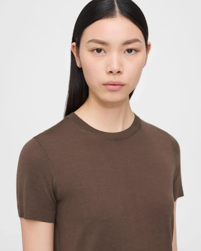 Theory Sweater Tee In Regal Wool Pecan Women TShirts Tank Tops