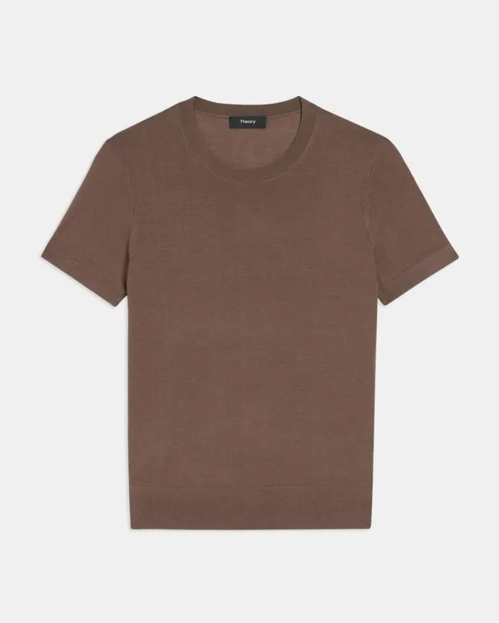 Theory Sweater Tee In Regal Wool Pecan Women TShirts Tank Tops