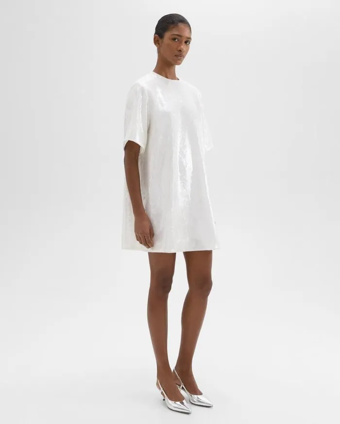 Theory TShirt Dress In Recycled Sequins White Women Dresses Theory TShirt Dress In Recycled Sequins White Women Dresses