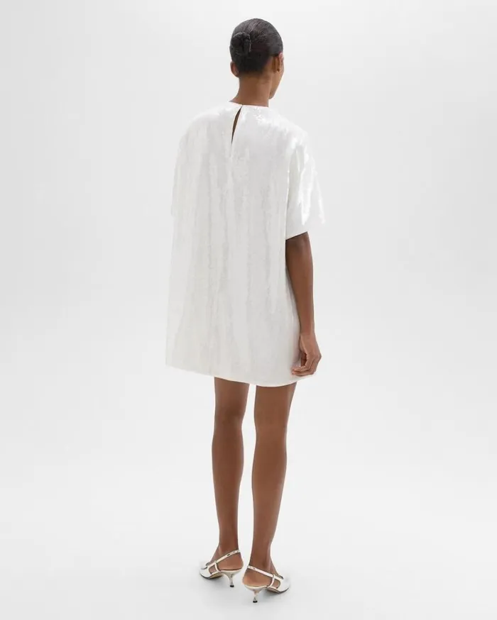 Theory TShirt Dress In Recycled Sequins White Women Dresses Theory TShirt Dress In Recycled Sequins White Women Dresses