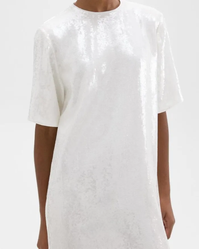 Theory TShirt Dress In Recycled Sequins White Women Dresses Theory TShirt Dress In Recycled Sequins White Women Dresses