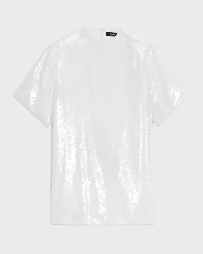Theory TShirt Dress In Recycled Sequins White Women Dresses Theory TShirt Dress In Recycled Sequins White Women Dresses