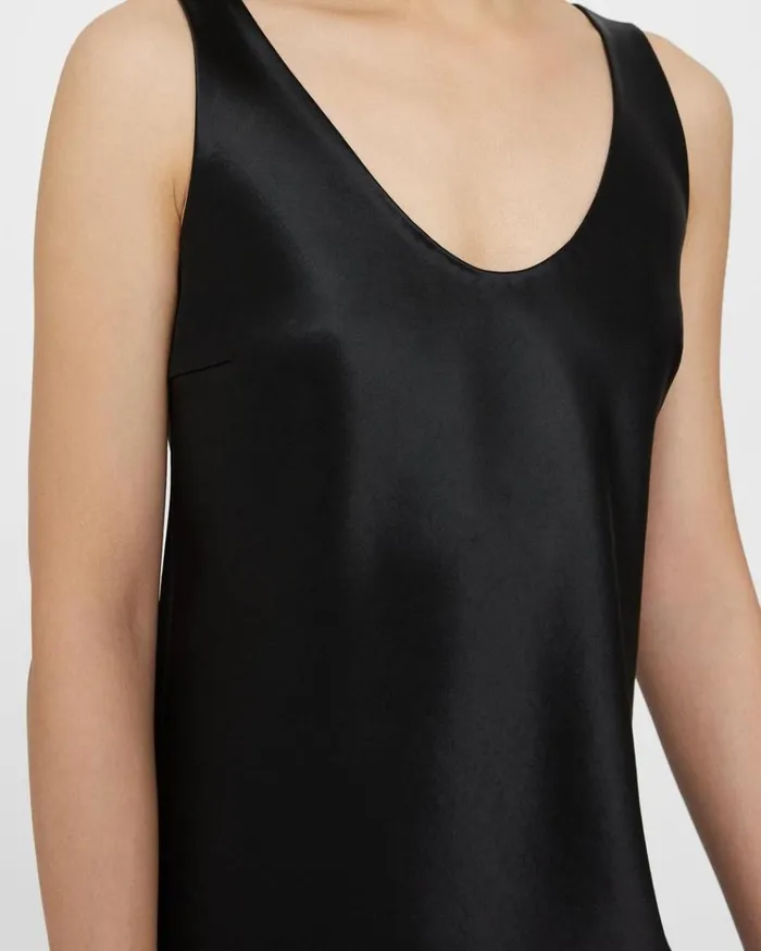 Theory Tank Dress In Bonded Satin Black Women Dresses Theory Tank Dress In Bonded Satin Black Women Dresses
