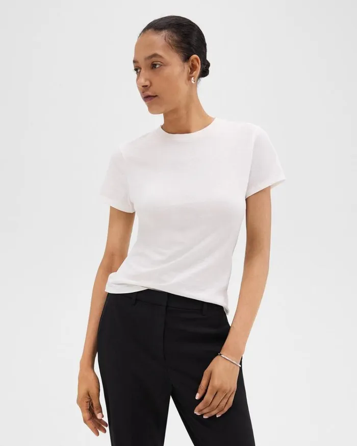 Theory Tiny Tee In Organic Cotton White Women TShirts Tank Tops