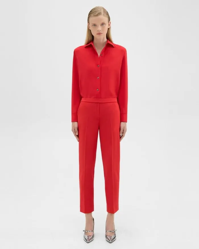 Theory Treeca PullOn Pant In Admiral Crepe Geranium Women Pants