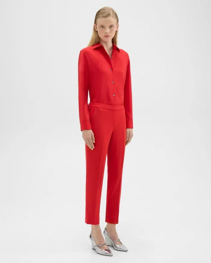 Theory Treeca PullOn Pant In Admiral Crepe Geranium Women Pants