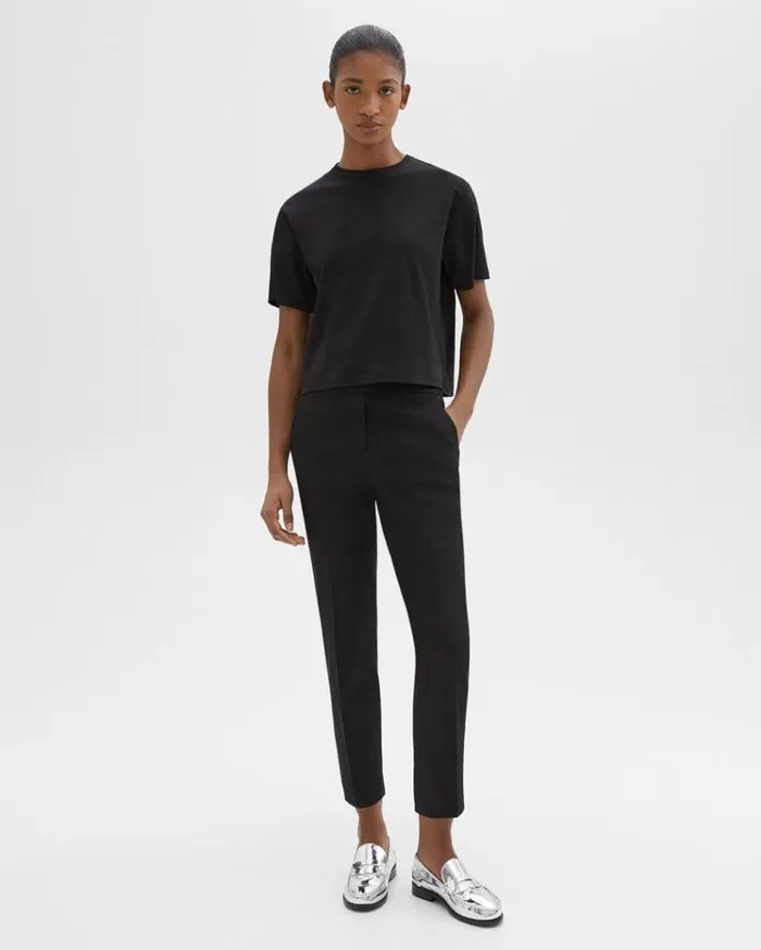 Theory Treeca PullOn Pant In Good Linen Black Women Pants
