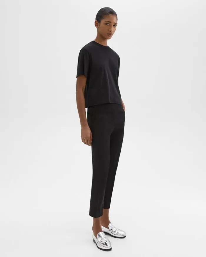Theory Treeca PullOn Pant In Good Linen Black Women Pants