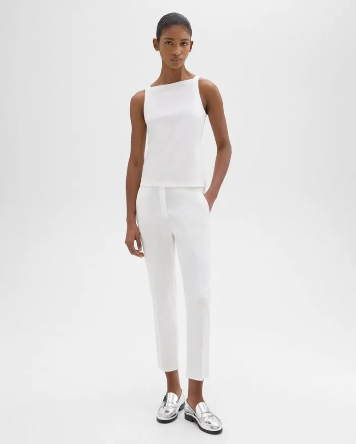 Theory Treeca PullOn Pant In Good Linen White Women Pants