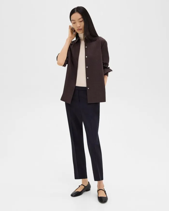 Theory Treeca PullOn Pant In Sleek Flannel Navy Women Pants