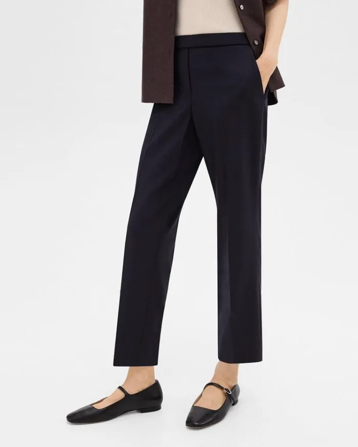 Theory Treeca PullOn Pant In Sleek Flannel Navy Women Pants
