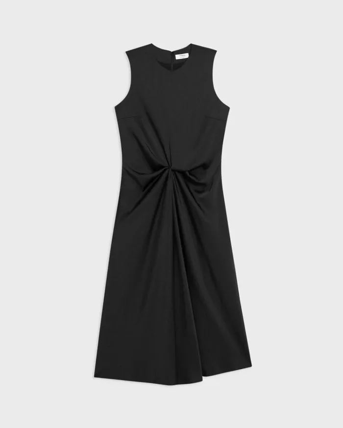 Theory Twisted Midi Dress Black Women Dresses