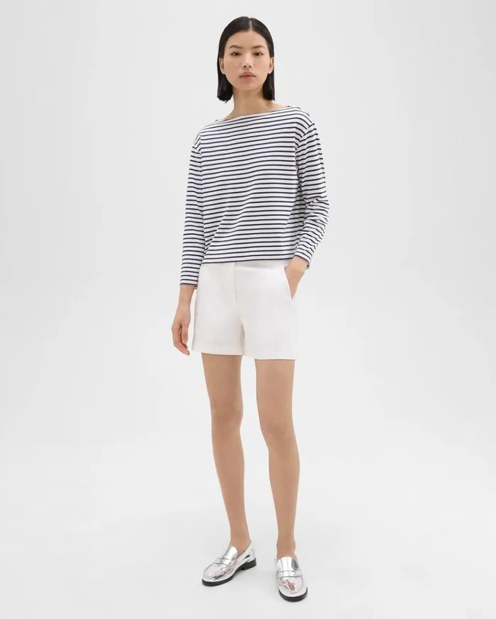Theory Waist Tab Short In Good Linen White Women Pants