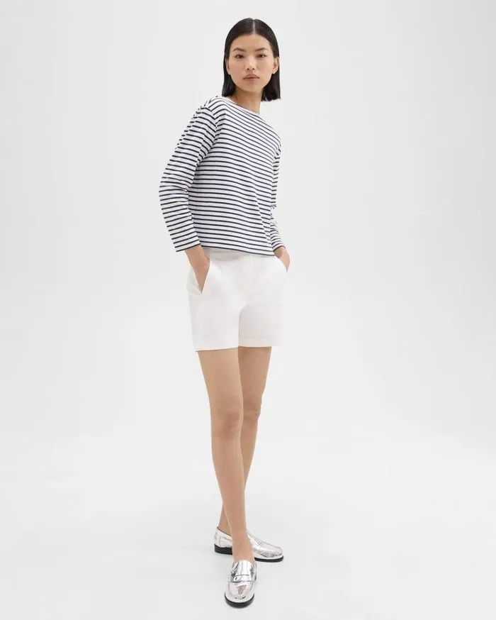 Theory Waist Tab Short In Good Linen White Women Pants