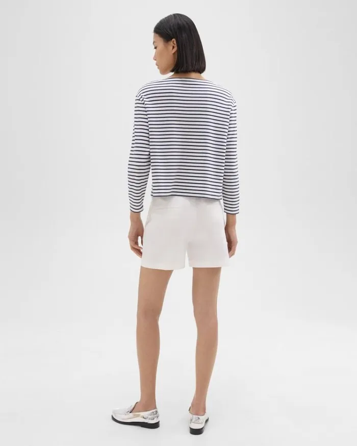 Theory Waist Tab Short In Good Linen White Women Pants