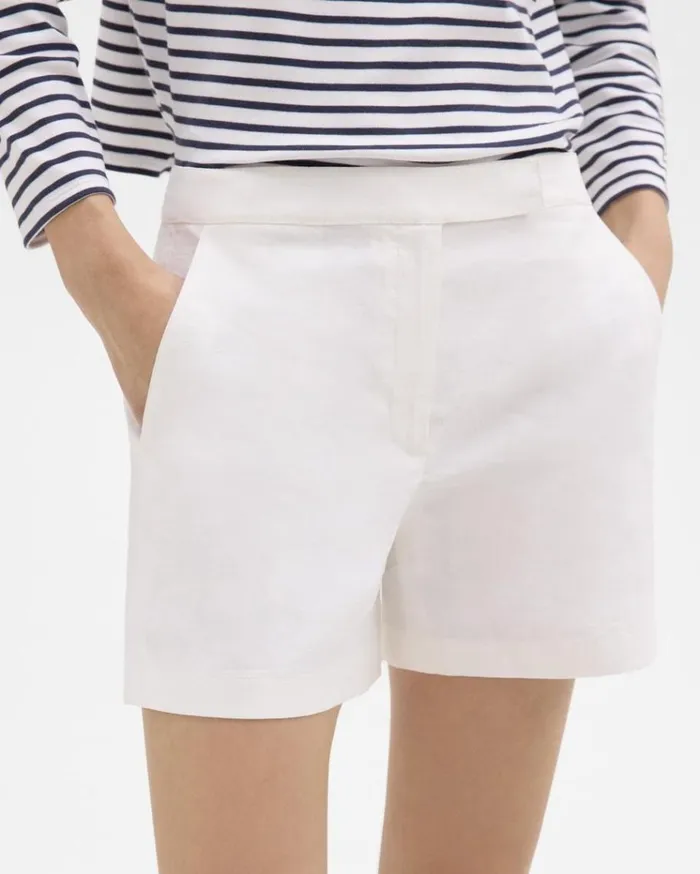 Theory Waist Tab Short In Good Linen White Women Pants