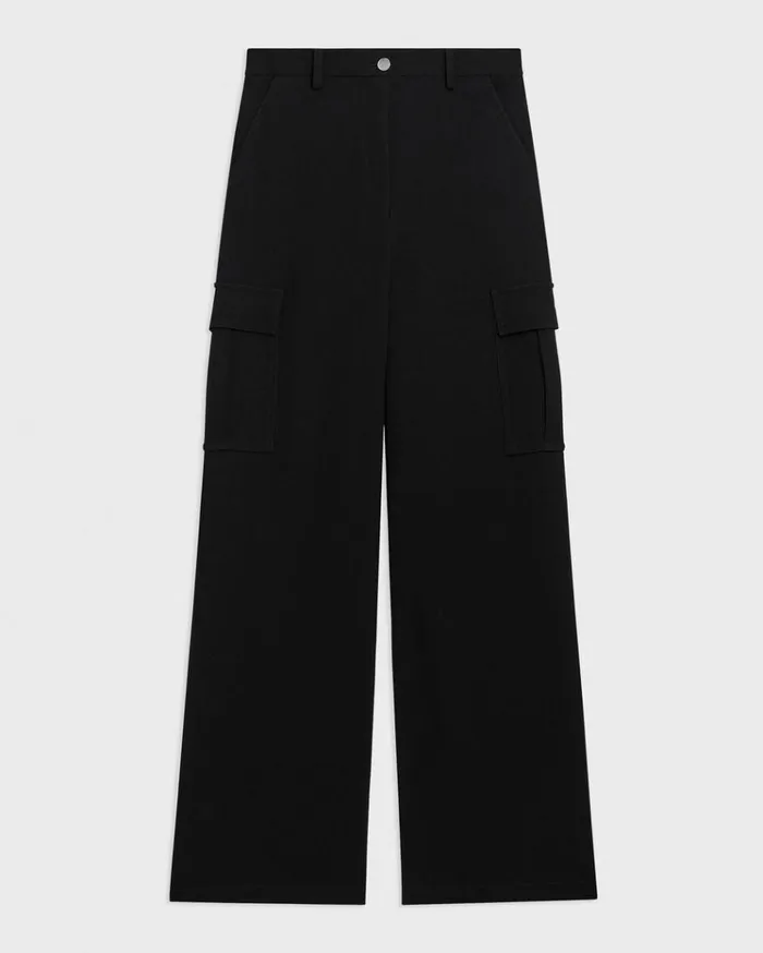 Theory WideLeg Cargo Pant In Admiral Crepe Black Women Pants