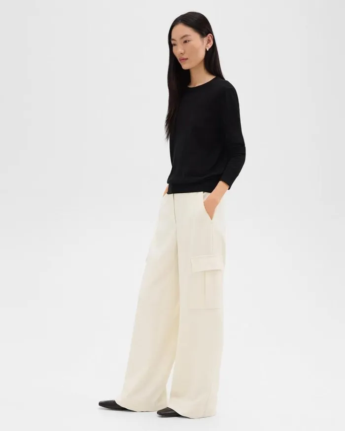 Theory WideLeg Cargo Pant In Admiral Crepe Rice Women Pants