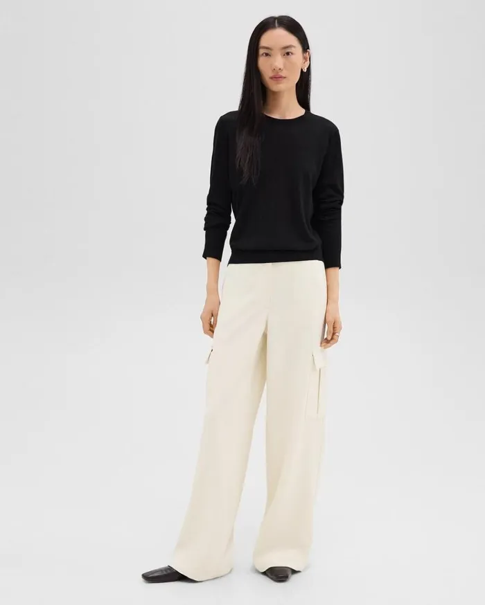 Theory WideLeg Cargo Pant In Admiral Crepe Rice Women Pants