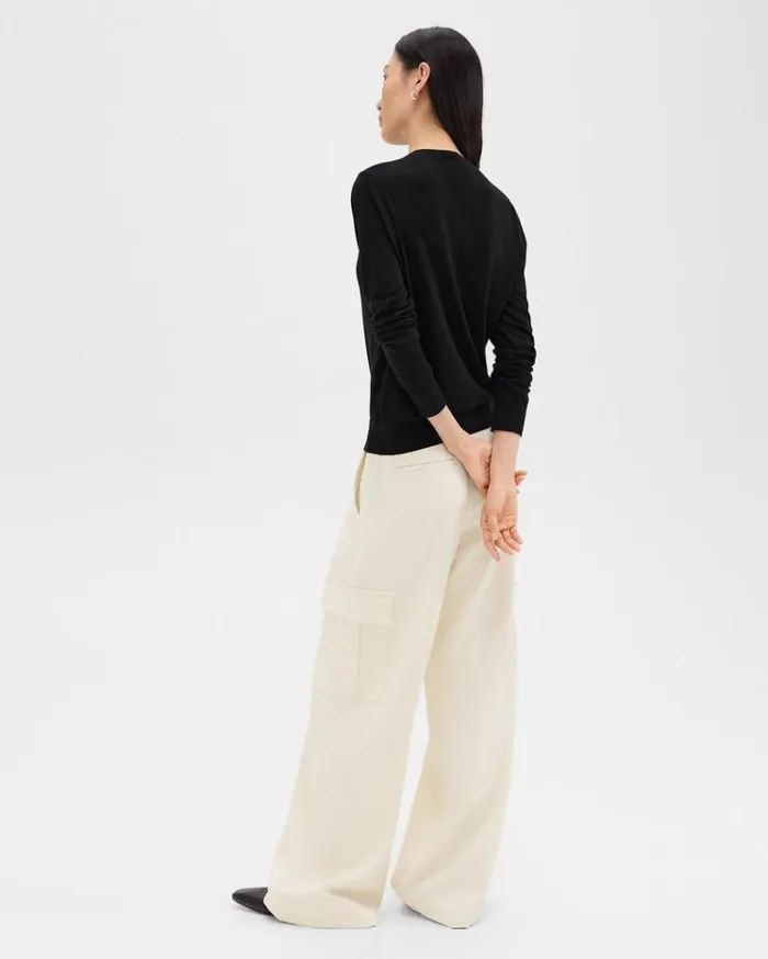 Theory WideLeg Cargo Pant In Admiral Crepe Rice Women Pants