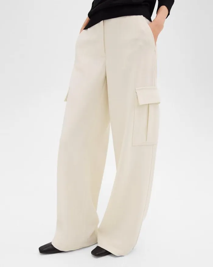 Theory WideLeg Cargo Pant In Admiral Crepe Rice Women Pants