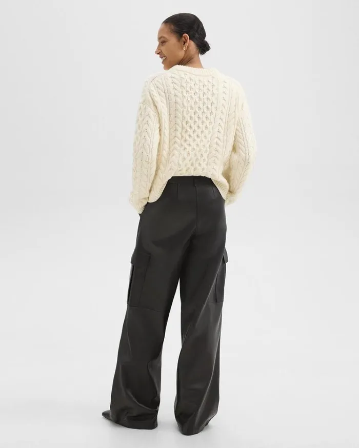 Theory WideLeg Cargo Pant In Leather Black Women Pants Theory WideLeg Cargo Pant In Leather Black Women Pants