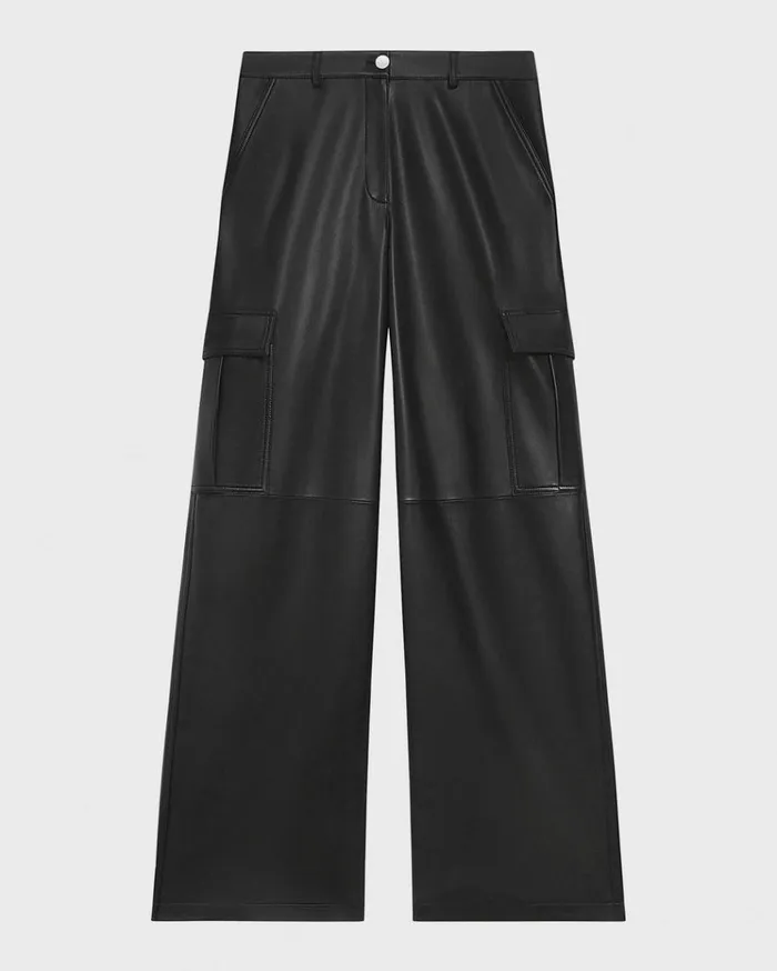 Theory WideLeg Cargo Pant In Leather Black Women Pants Theory WideLeg Cargo Pant In Leather Black Women Pants