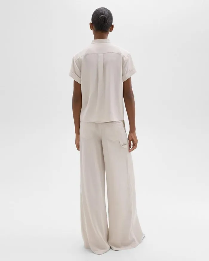 Theory WideLeg Carpenter Pant In Fluid Twill New Sand Women Pants Theory WideLeg Carpenter Pant In Fluid Twill New Sand Women Pants