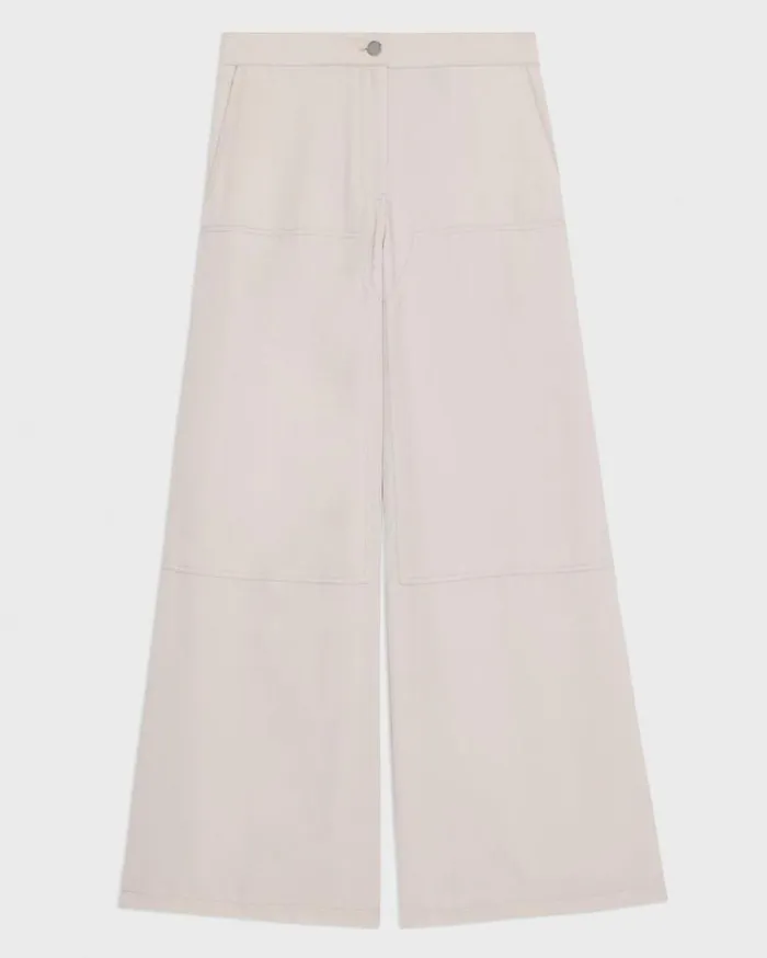 Theory WideLeg Carpenter Pant In Fluid Twill New Sand Women Pants Theory WideLeg Carpenter Pant In Fluid Twill New Sand Women Pants