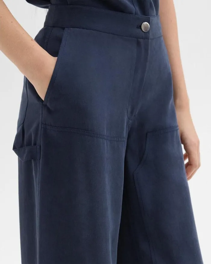 Theory WideLeg Carpenter Pant In Fluid Twill Nocturne Navy Women Pants Theory WideLeg Carpenter Pant In Fluid Twill Nocturne Navy Women Pants
