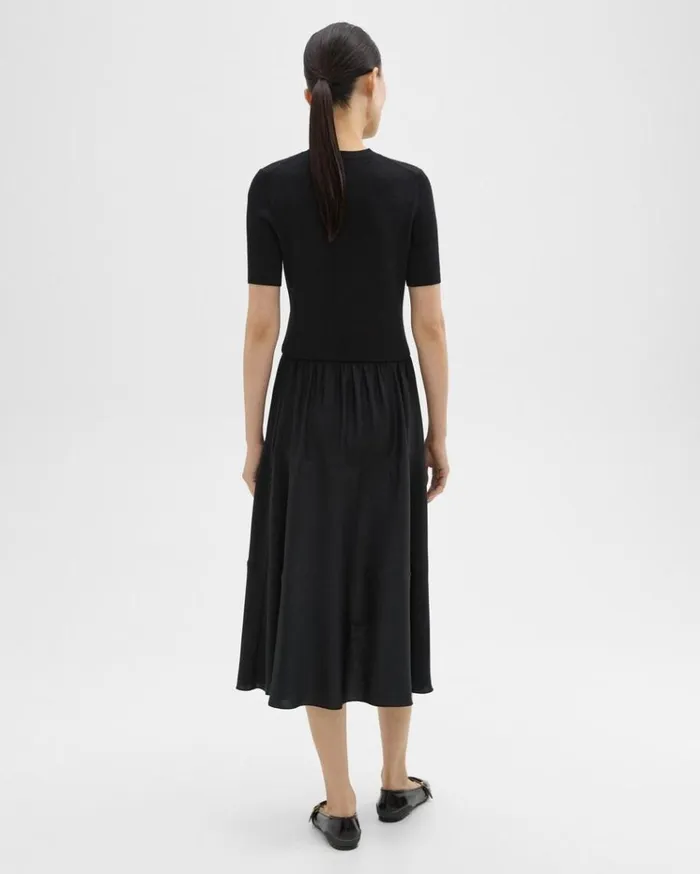 Theory WoolViscose Combo Dress Blackblack Women Dresses