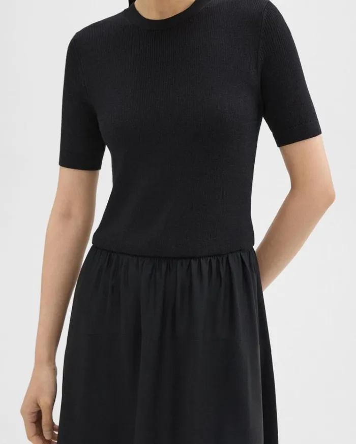 Theory WoolViscose Combo Dress Blackblack Women Dresses