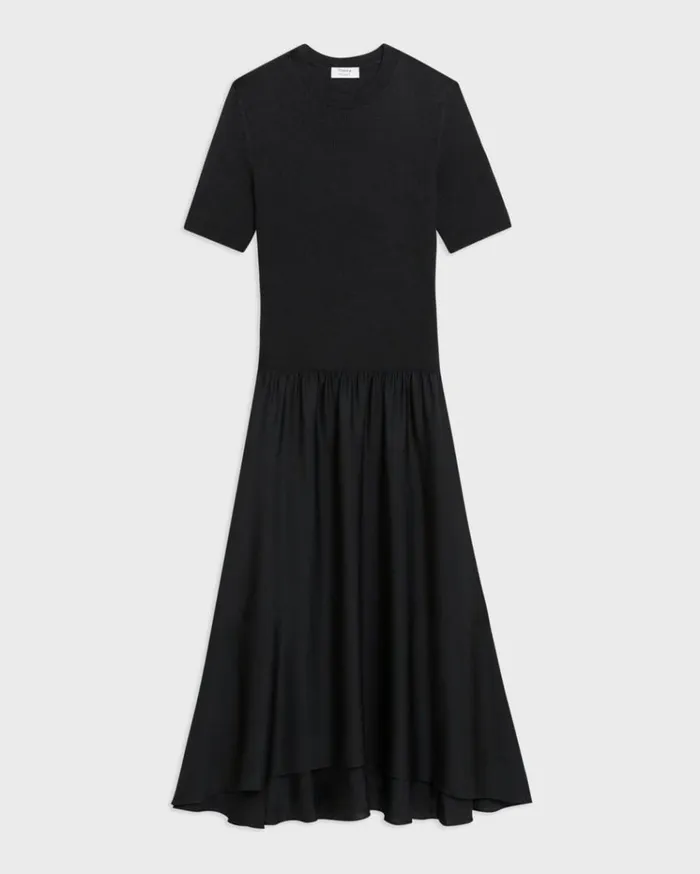 Theory WoolViscose Combo Dress Blackblack Women Dresses