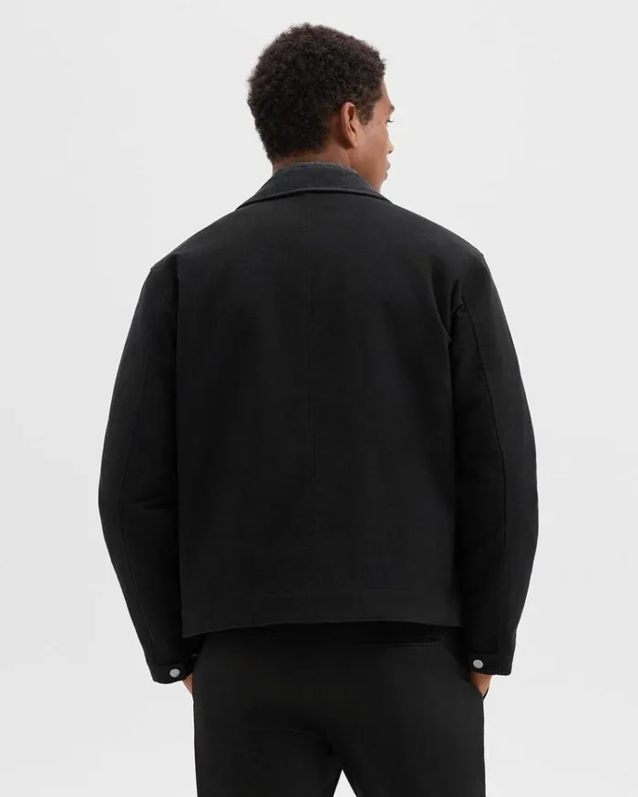 Theory Workwear Jacket In Moleskin Twill Black Men Outerwear Theory Workwear Jacket In Moleskin Twill Black Men Outerwear