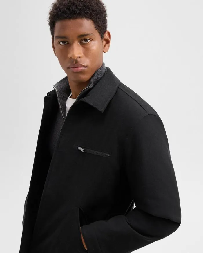 Theory Workwear Jacket In Moleskin Twill Black Men Outerwear Theory Workwear Jacket In Moleskin Twill Black Men Outerwear
