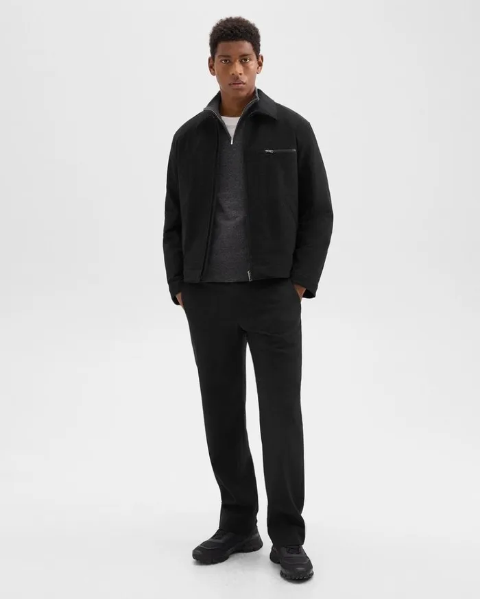 Theory Workwear Jacket In Moleskin Twill Black Men Outerwear Theory Workwear Jacket In Moleskin Twill Black Men Outerwear