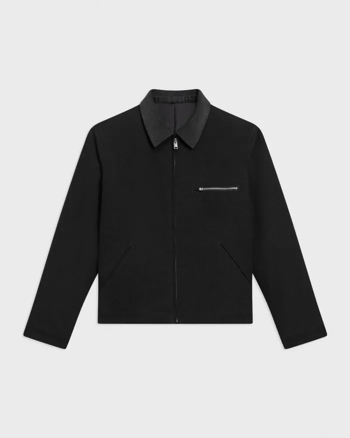 Theory Workwear Jacket In Moleskin Twill Black Men Outerwear Theory Workwear Jacket In Moleskin Twill Black Men Outerwear