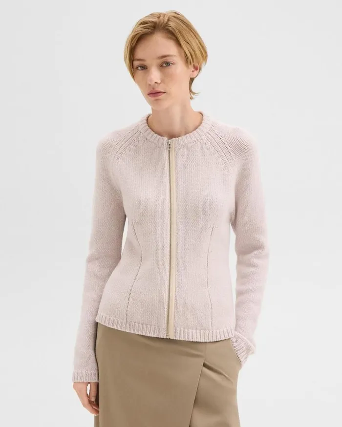 Theory ZipUp Cardigan In Felted WoolCashmere Soft Opal Women Sweaters Cardigans