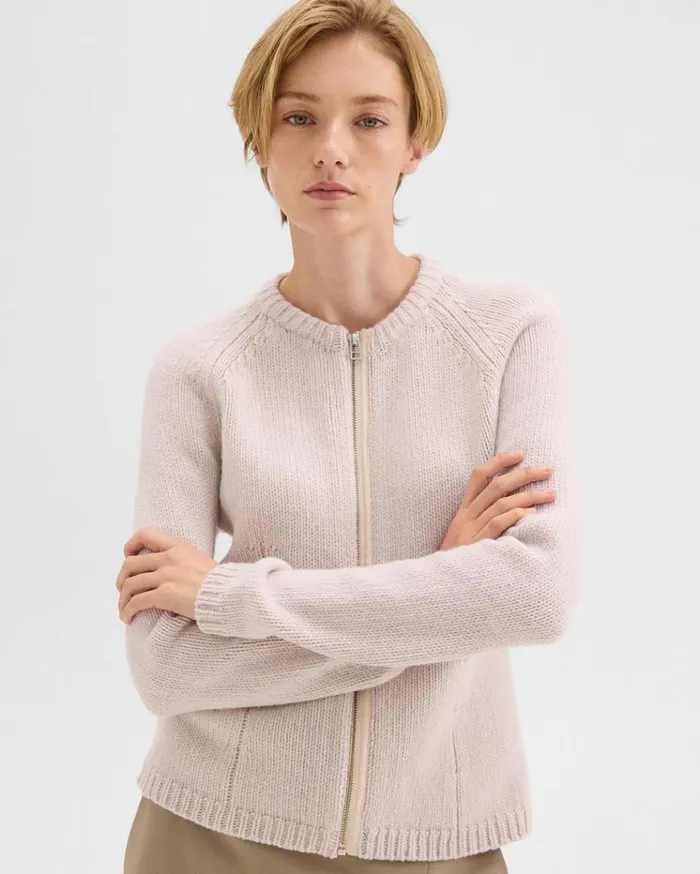 Theory ZipUp Cardigan In Felted WoolCashmere Soft Opal Women Sweaters Cardigans