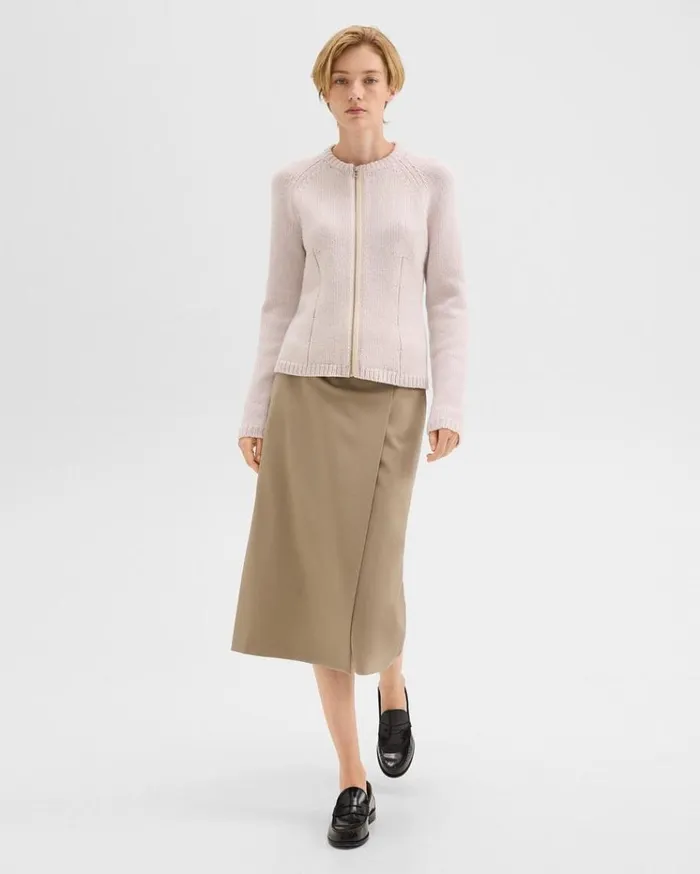 Theory ZipUp Cardigan In Felted WoolCashmere Soft Opal Women Sweaters Cardigans