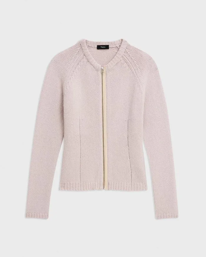 Theory ZipUp Cardigan In Felted WoolCashmere Soft Opal Women Sweaters Cardigans