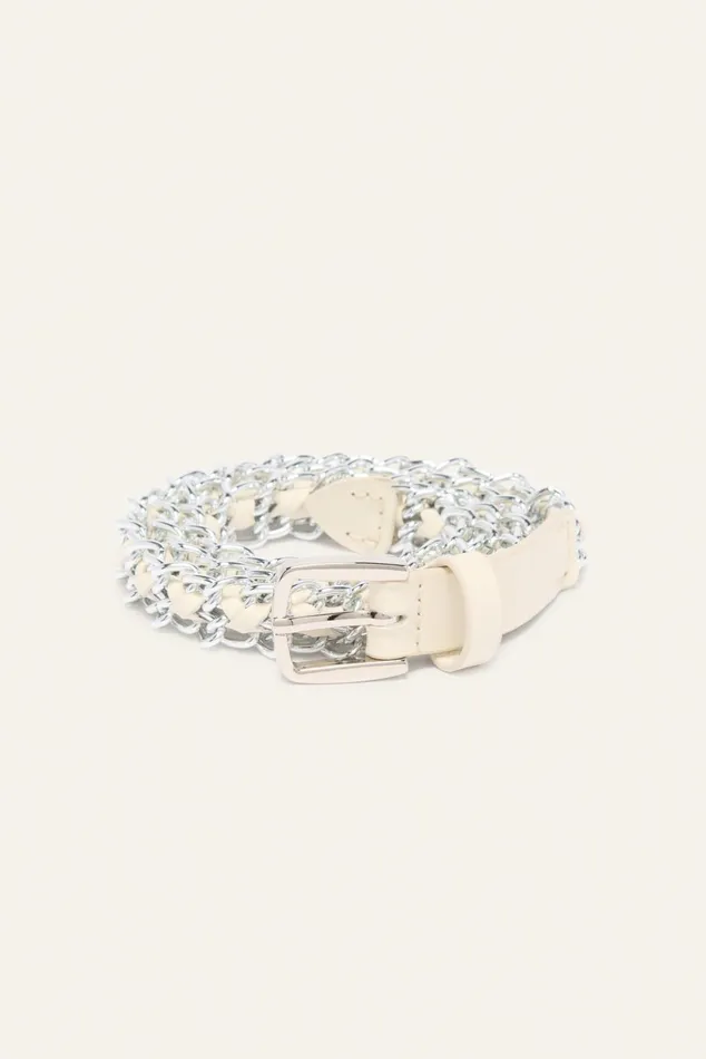 Thin Braided Belt Brooke White Women Baandsh Belts